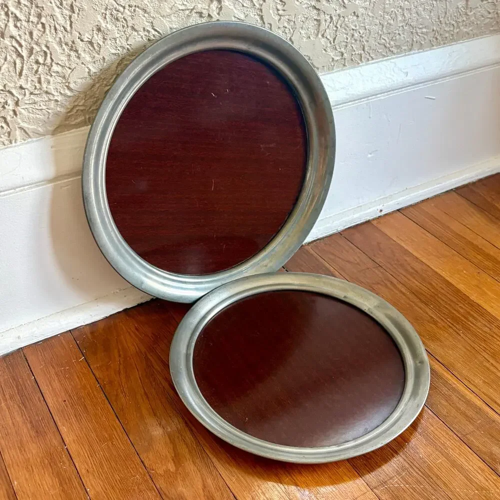 1940s Distinctive American Pewter Formica  Vintage Cocktail Trays Set of 2